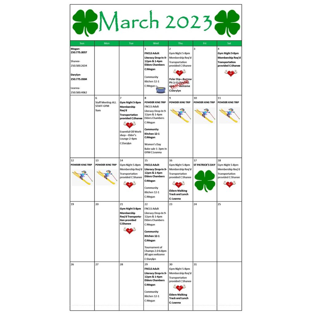 March 2023 Calendar of Events